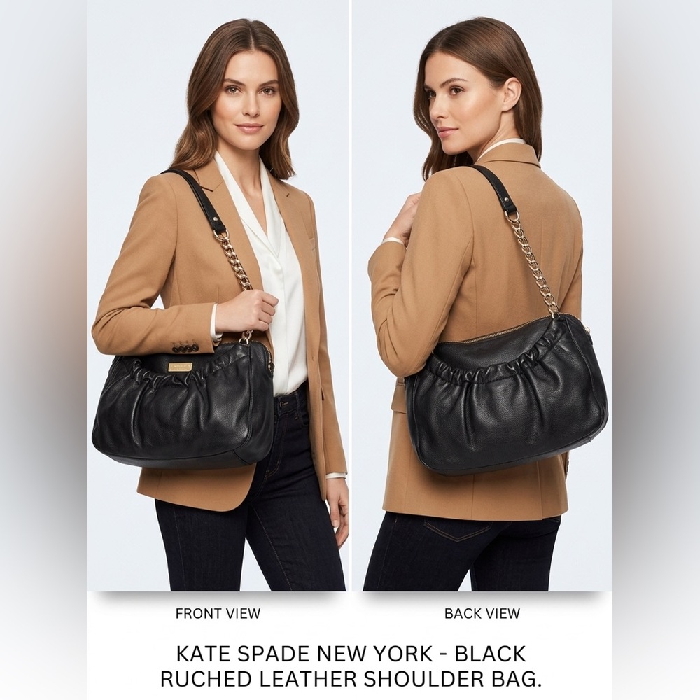 Elegant Black Leather Shoulder Bag like new Kate spade black purse